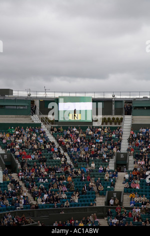 Hawkeye und Sackler Center Court Wimbledon Tennis Championship UK Stockfoto