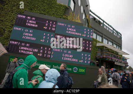 Auftrag des Spiels auf Öffnungstage Wimbledon Tennis Championship 2007 UK Stockfoto