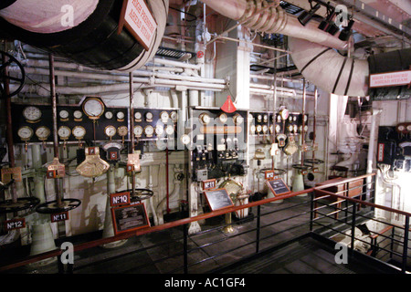 Royal Mail Steamer RMS Queen Mary Schiff Long Beach Kalifornien Maschinenraum Stockfoto