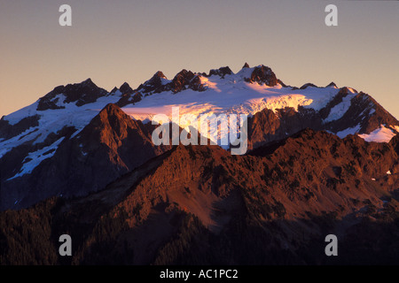 Abendlicht am Mt Olympus aus hohen Teilen Olympic Nationalpark Washington Stockfoto