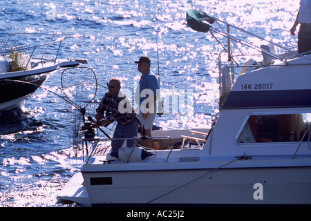 Angeln der Sockeye Salmon Run in der Alberni Inlet in der Nähe von Port Alberni auf Vancouver Island in British Columbia Kanada Stockfoto