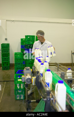 Arbeiter an Eichel Molkerei Garthorne Farm County Durham Stockfoto