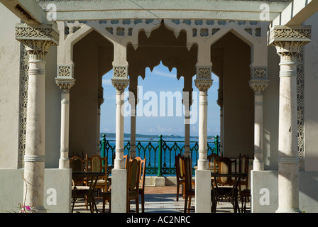 Terrasse auf den Palacio de Valle auf Punta Gorda, Cienfuegos, Kuba Stockfoto