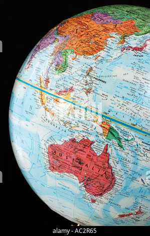 Globus mit Australien, Neuseeland und China Stockfoto