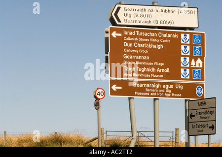 Wegbeschreibung auf der Isle of Lewis, äußeren Hebriden, Western Isles, Schottland, UK Stockfoto