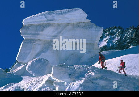 Alpinismus in Chamonix am Gletscher d'Argentire, Frankreich, Haute Savoie, Alpen Stockfoto