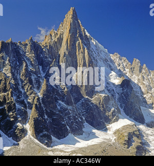 Ausblick von der Bergstation Le Montevers auf Petit Dru, 3754m, Frankreich Stockfoto