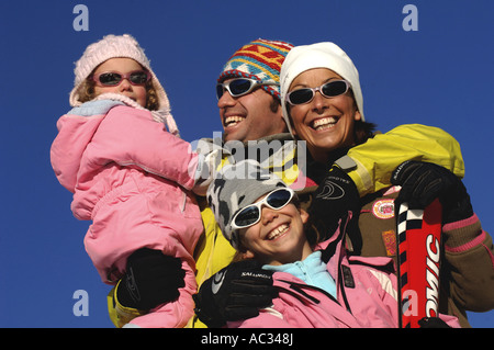 Familienwinterurlaub, Frankreich, Alpen Stockfoto