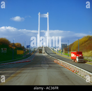 Der Ansatz zur Severn Brücke bei Aust Gloucestershire Stockfoto