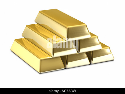 Goldbarren Goldbarren Gestapelt Strafgeld gestapelt Stockfoto