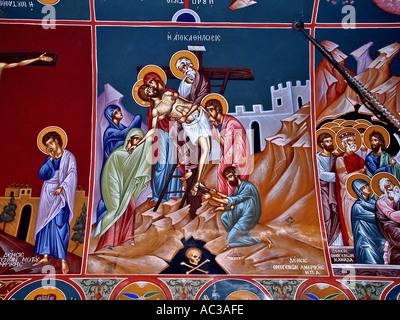 Entfernen von Jesus Christus von der Cross Unnailing Abbildung Kirche Kreta Krete Insel Griechenland Stockfoto