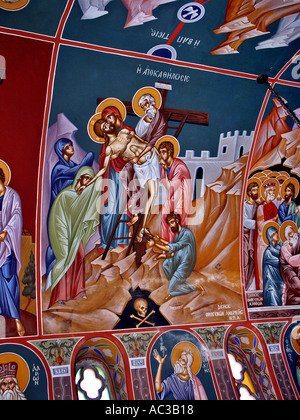 Entfernen von Jesus Christus von der Cross Unnailing Abbildung Kirche Kreta Krete Insel Griechenland Stockfoto