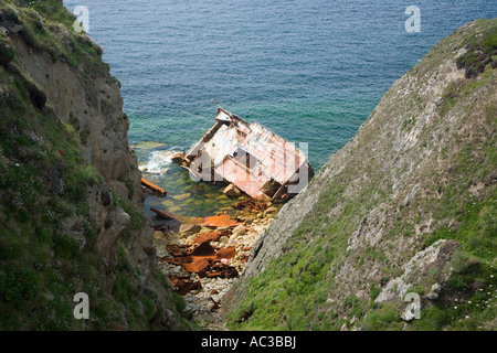 Wrack der RMS Mülheim am Schloss Förderstollens zwischen Land s End und Sennan Cove Cornwall England Stockfoto