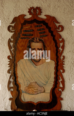 Bild von Jesus in einem Haus-Oaxaca-Stadt Mexiko Stockfoto