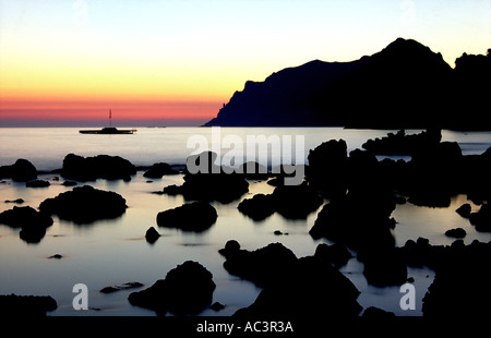 Nach Sonnenuntergang Pelekas Strand Cofu Stockfoto