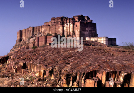 Indien Rajasthan Jodhpur Asien Stadtburg rote Fort Mehrangarh 1459 Maharaja Rao Jodha Stockfoto