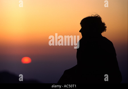 Sonnenaufgang auf Mt Sinai Ägypten zu beobachten Stockfoto