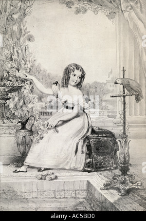 Prinzessin Victoria, 1819 - 1901, hier gesehen im Alter von elf, aus dem echten Leben im Kensington Palace gezeichnet von John hayter Stockfoto