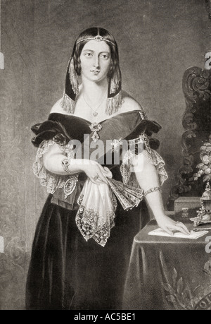 Queen Victoria, 1819-1901, hier in 1845 gesehen. Von einem Gemälde von John Partridge. Stockfoto