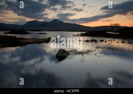 Frühling Sonnenuntergang Rannoch Moor Scotland UK Stockfoto