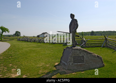 Denkmal für ein Bürger namens John Burns am Gettysburg National Battlefield Park und Friedhof Pennsylvania PA Stockfoto