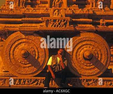 STEIN-WAGEN AM VITTALA TEMPEL KARNATAKA Stockfoto