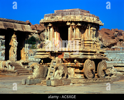 STEIN-WAGEN AM VITTALA TEMPEL KARNATAKA Stockfoto