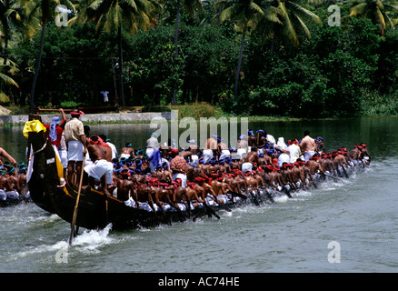 SNAKE BOAT RACE VON KUTTANAD, ALAPPUZHA Stockfoto