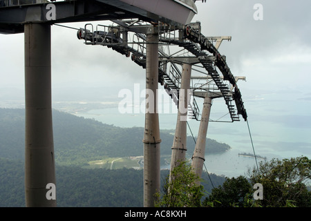 Stützen für Seilbahnen im Geopark, bei der Sie die Insel Langkawi Malaysia Stockfoto