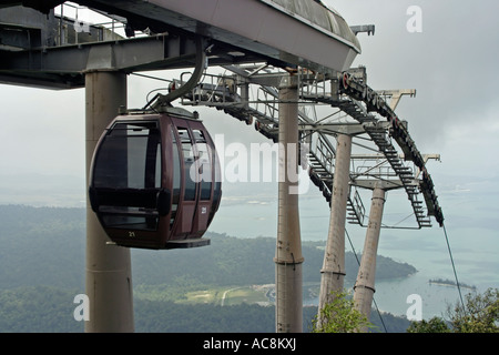 Stützen für Seilbahnen im Geopark, bei der Sie die Insel Langkawi Malaysia Stockfoto