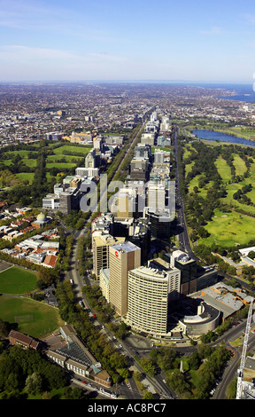 St Kilda Road und Albert Park Melbourne Victoria Australien Antenne Stockfoto
