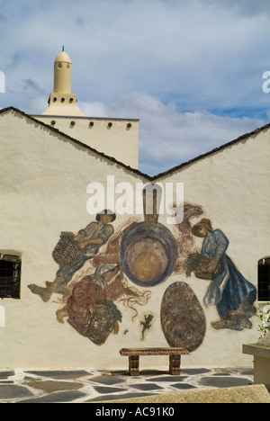 dh Museo Etnografico Tanit SAN BARTOLOME LANZAROTE Wandbild an Wand in Kultur Museum Haus Terrasse Stockfoto