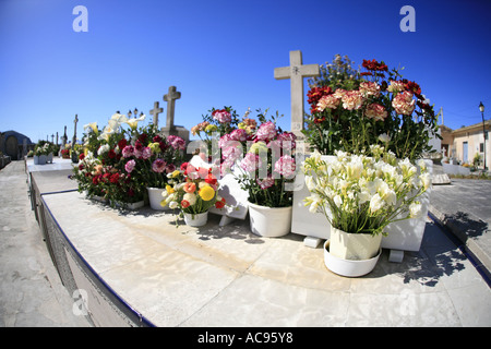 Gräber auf einem mallorquinischen Friedhof, Spanien, Mallorca Stockfoto