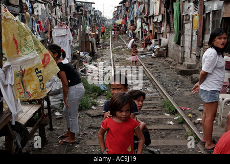 Slum Wohnungen in Blumentritt, Manila, Philippinen Stockfoto