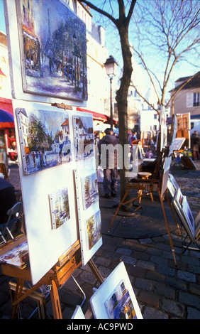 Place du Tertre Montmartre Viertel Paris Ile de France Region Frankreich Europa Stockfoto