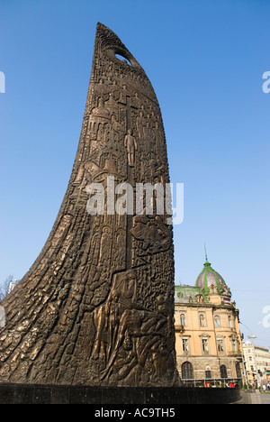 Denkmal für Taras Schewtschenko und Welle geformt Relief der religiöse Volkskunst Western Lemberg Stockfoto