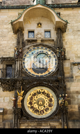 Prager astronomische Uhr am Rathaus, Prag, Tschechische Republik Stockfoto