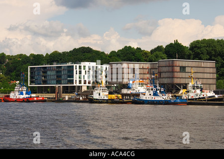 Elbperlen modernen Büro- und Wohngebäude am Fluss Elbe bei Altona, Hamburg, Deutschland Stockfoto