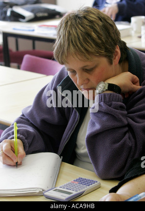 Weibliche Reife Studenten studieren auf Kurs an der Volkshochschule London GB UK Stockfoto