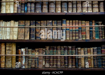 Bibliothek mit historischen Büchern, Kartäuser-Kloster Real Cartuja de Valldemossa, Mallorca, Spanien Stockfoto