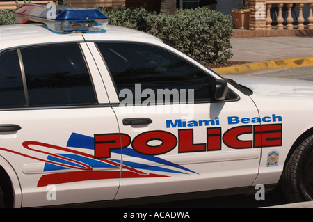 Polizeiauto auf Ozean fahren Art-Deco-Viertel South Beach Miami Florida USA Stockfoto