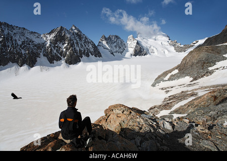 Barre des Ecrins 4,102 m, Glacier Blanc, Provence-Alpes-Cote de Azur Hautes-Alpes, Frankreich Stockfoto