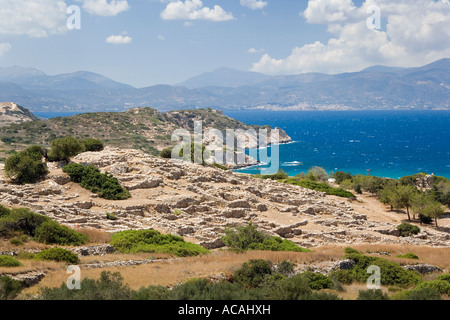 Die Ruinen der alten minoischen Siedlung Gournia, Kreta, Griechenland Stockfoto