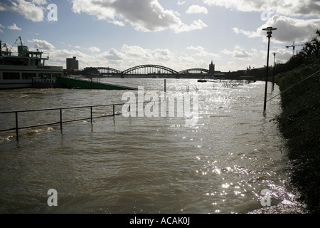 Rheinhochwasser, April 2007, Köln, Nordrhein-Westfalen, Deutschland Stockfoto