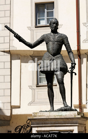 Don Juan von Österreich Denkmal, Regensburg, Oberpfalz, Bayern, Deutschland Stockfoto