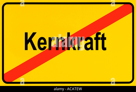 Deutsche Stadtgrenzen Zeichen symbolisiert Ende der Kernenergie Stockfoto