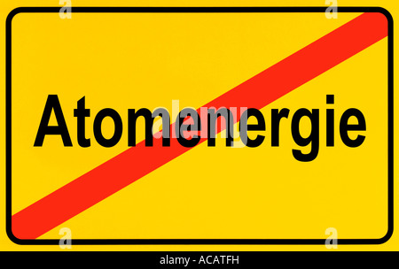 Deutsche Stadtgrenzen Zeichen symbolisiert Ende der Kernenergie Stockfoto