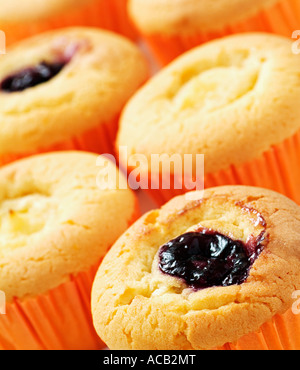 Muffins mit Blaubeere oder Vanille-Füllung Stockfoto