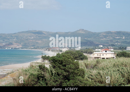 Luftbild in Kissamos (Kastelli) Stadt, griechische Insel Kreta Stockfoto