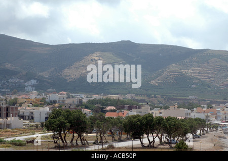 Luftbild in Kissamos (Kastelli) Stadt, griechische Insel Kreta Stockfoto